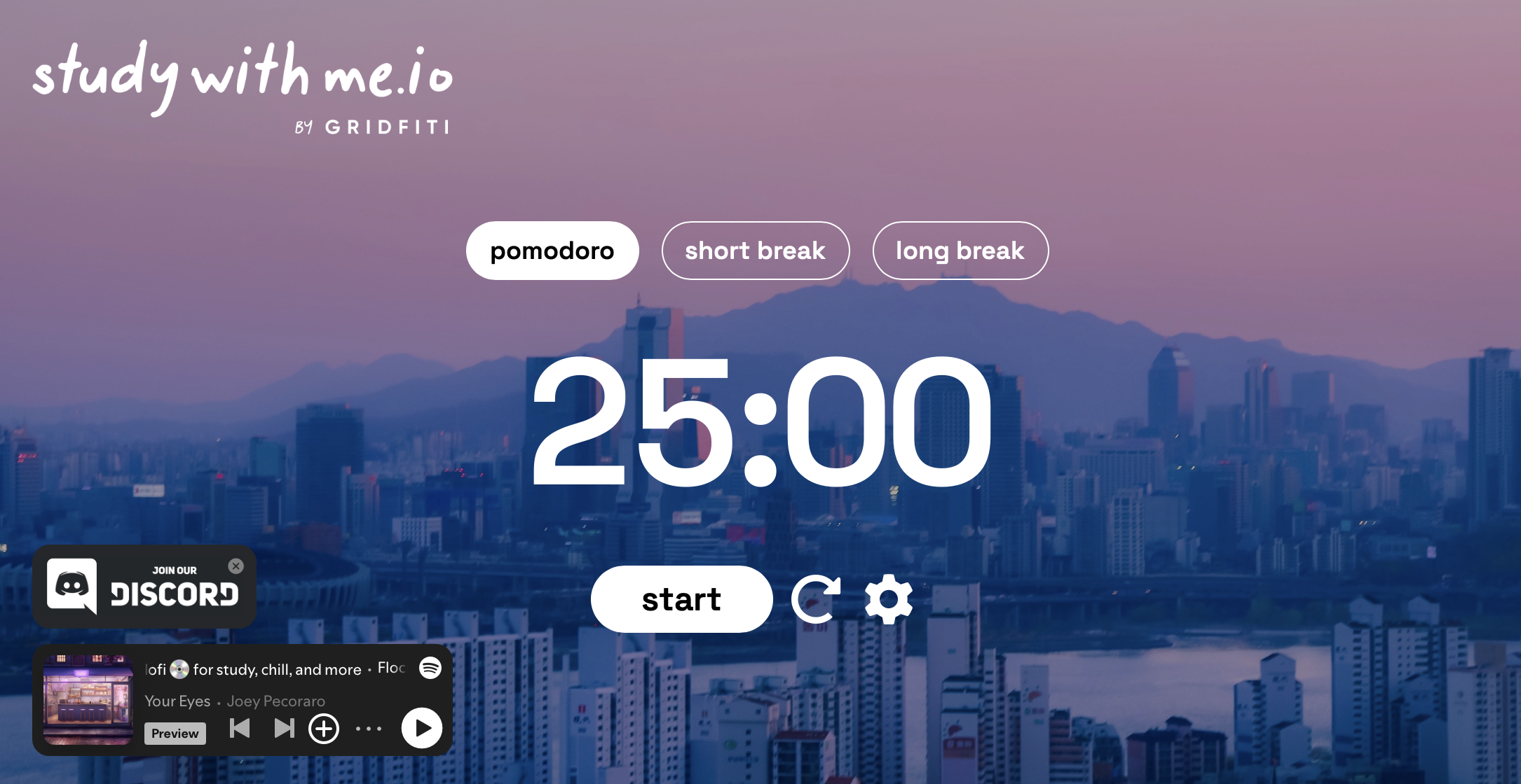 Study With Me: a stripped-down, free Pomodoro timer with music built in.